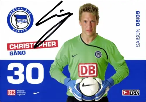 Autogrammkarte Fußballer Christopher Gäng, Hertha BSC, Autogramm