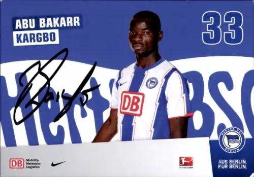 Autogrammkarte Fußballer Abu Bakarr Kargbo, Hertha BSC, Autogramm