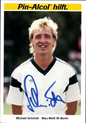 Autogrammkarte Fußballer Michael Schmidt, Blau Weiß 90 Berlin, Autogramm