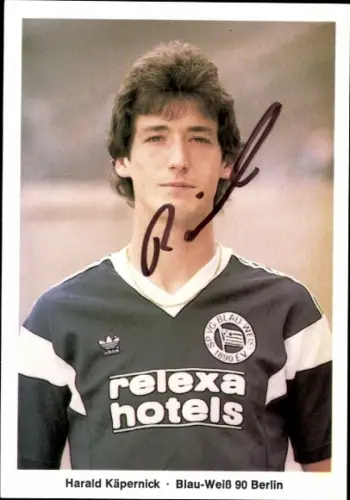 Autogrammkarte Fußballer Harald Käpernick, Blau Weiß 90 Berlin, Autogramm