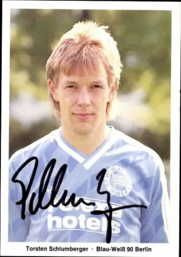 Autogrammkarte Fußballer Torsten Schlumberger, Blau Weiß 90 Berlin, Autogramm