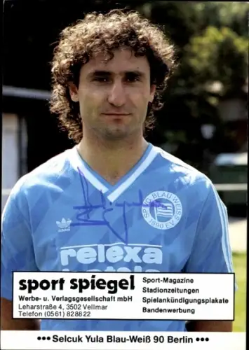 Autogrammkarte Fußballer Selcuk Yula, Blau Weiß 90 Berlin, Autogramm