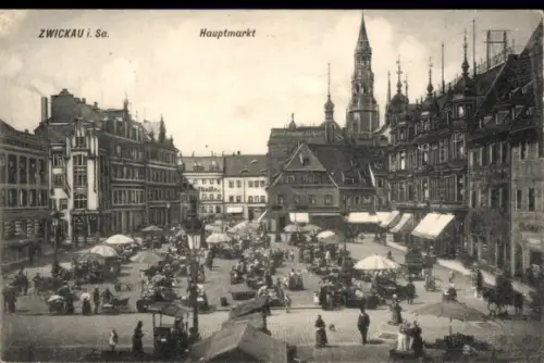 Ak Zwickau in Sachsen, Hauptmarkt