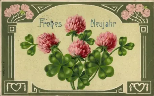 Präge Ak Glückwunsch Neujahr, Kleeblatt