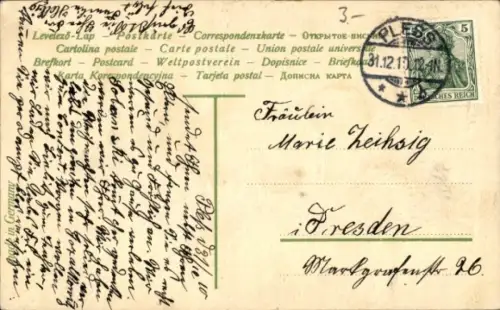 Präge Ak Glückwunsch Neujahr, Reh, Hirsch, Eisenbahn