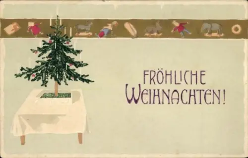 Präge Ak Glückwunsch Weihnachten, Tannenbaum, Geschenke