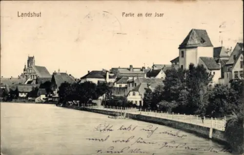 Ak Landshut in Niederbayern,  Partie an der Isar, Flusslandschaft, 