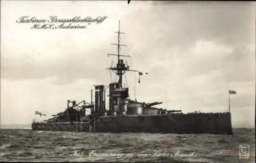 Ak Britisches Kriegsschiff, HMS Audacious, Turbinen Großschlachtschiff, Royal Navy
