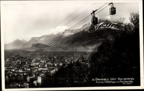 Ak Grenoble Isère, Berglandschaft, Seilbahn, Stadtansicht, Schnee, Moucherotte