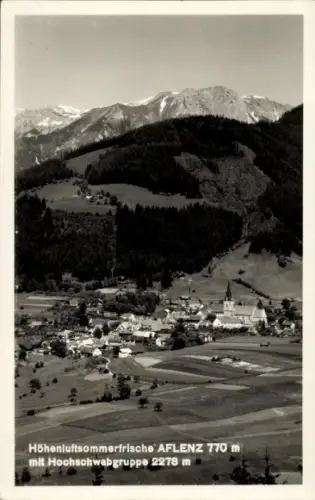 Ak Aflenz Steiermark, Landschaft mit Dorf, Kirche, Hochschwabgruppe, Berge, 