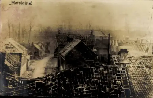 Foto Ak Moislains Somme, Ruinen, Kriegszerstörung I. WK