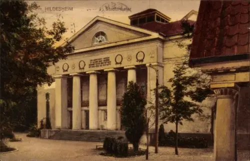 Ak Hildesheim in Niedersachsen, Stadttheater  Säulen, Bäume, 