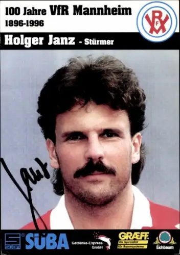 Autogrammkarte Fußballer Holger Janz, VfR Mannheim, Autogramm