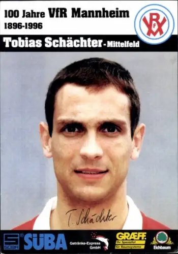 Autogrammkarte Fußballer Tobias Schächter, VfR Mannheim, Autogramm