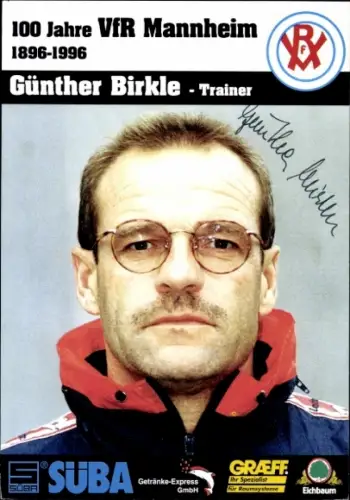 Autogrammkarte Trainer Günther Birkle, VfR Mannheim, Autogramm