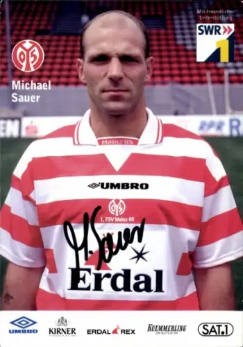 Autogrammkarte Fußballer Michael Sauer, 1. FSV Mainz 05, Autogramm