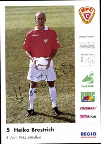 Autogrammkarte Fußballer Heiko Brestrich, BFC Dresden, Autogramm