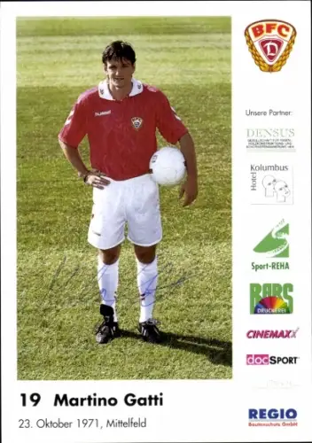 Autogrammkarte Fußballer Martino Gatti, BFC Dresden, Autogramm