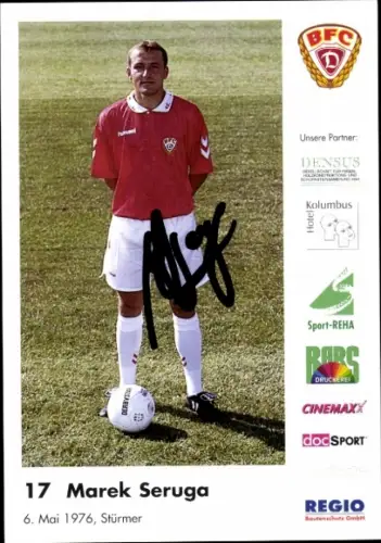 Autogrammkarte Fußballer Marek Seruga, BFC Dresden, Autogramm