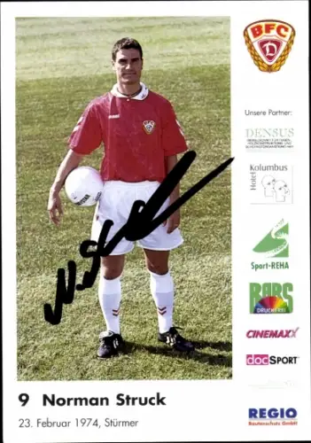 Autogrammkarte Fußballer Norman Struck, BFC Dresden, Autogramm