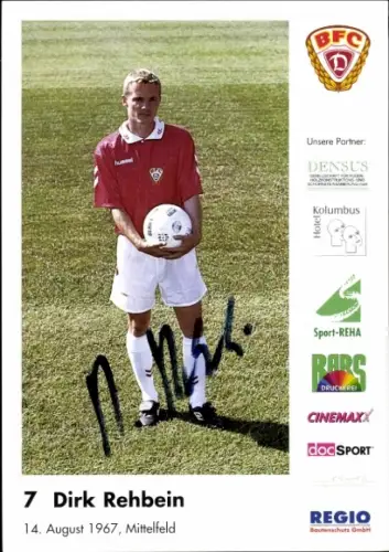Autogrammkarte Fußballer Dirk Rehbein, BFC Dresden, Autogramm