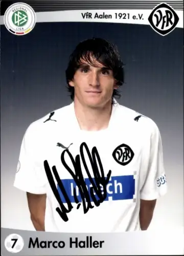 Autogrammkarte Fußballer Marco Haller, VfR Aalen, Autogramm