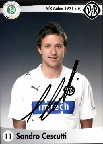 Autogrammkarte Fußballer Sandro Cescutti, VfR Aalen, Autogramm