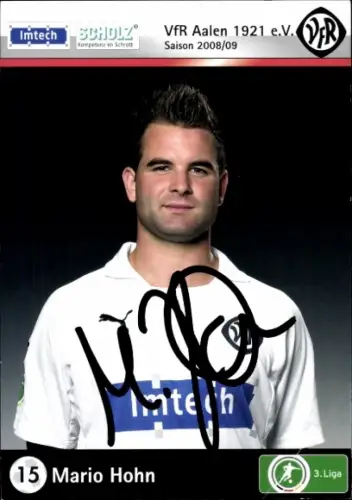 Autogrammkarte Fußballer Mario Hohn, VfR Aalen, Autogramm