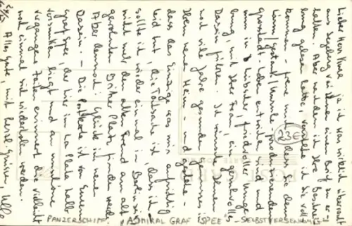 Ak Deutsches Kriegsschiff Graf Spee, Brand