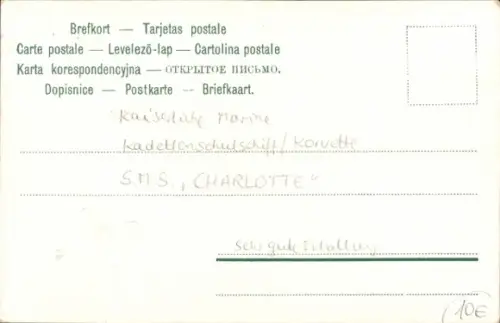 Ak Kadettenschulschiff Charlotte