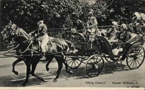 Ak König Edward VII von England, Kaiser Wilhelm II., Kutsche, Staatsbesuch