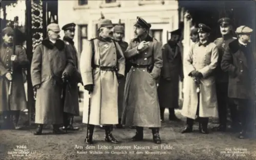 Ak Kaiser Wilhelm II. im Felde, Gespräch mit Kronprinz Wilhelm von Preußen, Liersch 7266