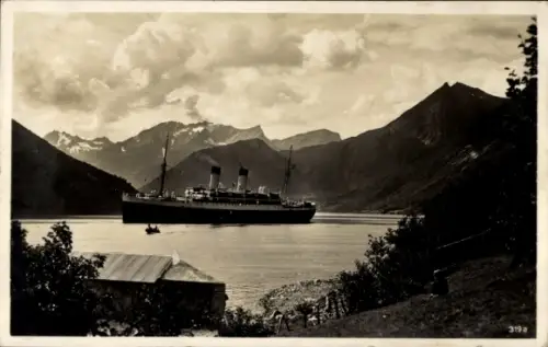 Ak Norwegen, Dampfschiff MS Monte Olivia, HSDG, Hardangerfjord