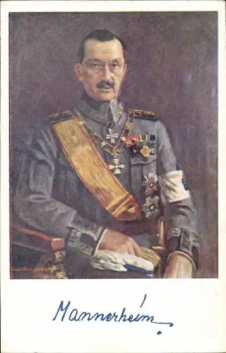 Künstler Ak Marschall von Finnland Carl Gustav Emil von Mannerheim