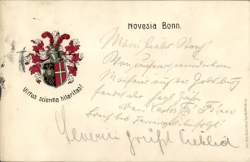 Studentika Ak Bonn am Rhein, Wappen einer Studentenverbindung, Novesia Bonn