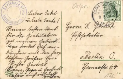 Ak Oliva Gdańsk Danzig, Karlsberg