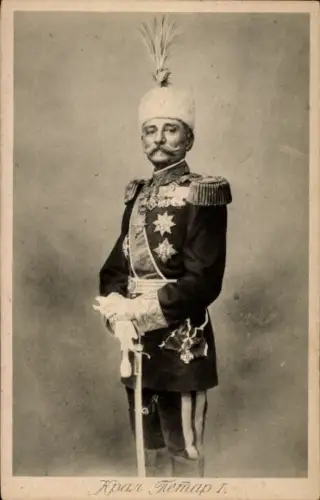 Ak König Peter I. von Serbien, Portrait in Uniform