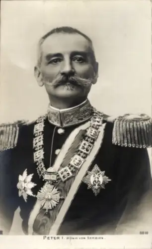 Ak König Peter I. von Serbien, Portrait in Uniform