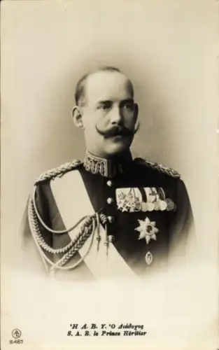 Ak Konstantin I, König von Griechenland, Portrait in Uniform, Orden