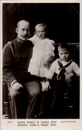 Ak Kronprinz Konstantin von Griechenland, Prinzessin Irene, Prinz Paul