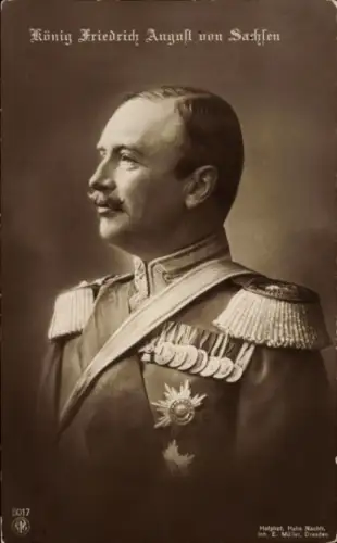 Ak König Friedrich August III. von Sachsen, Portrait in Uniform, Orden, NPG 5017