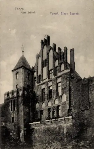 Ak Toruń Thorn Westpreußen, Altes Schloss, Turm, Giebel 