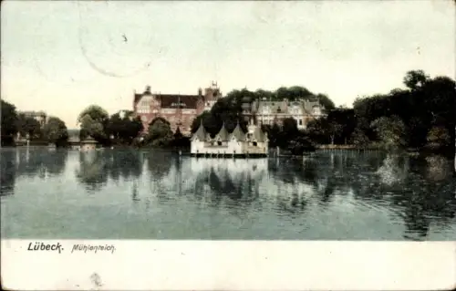 Ak Hansestadt Lübeck, Mühlenteich