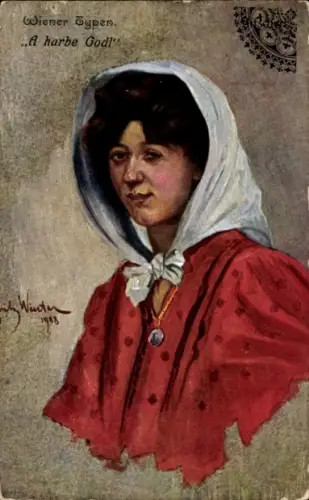 Künstler Ak Winter, Wiener Typen, A harbe Godl