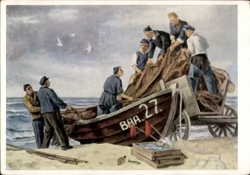 Künstler Ak Taubert, Wolfgang, Reusenfischer an der Ostsee