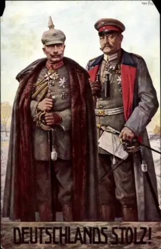 Künstler Ak Fischer, Deutschlands Stolz, Generalfeldmarschall Paul von Hindenburg, Kaiser Wilhelm II