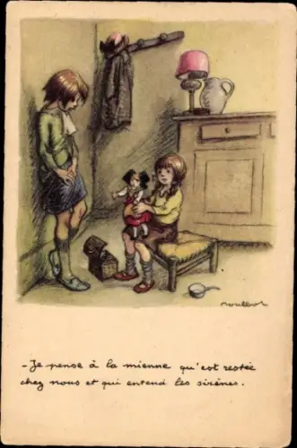 Künstler Ak Poulbot, Francisque, Kinder, Mädchen mit Puppe, Ligue nationale contre le taudis