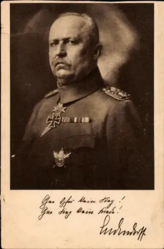 Ak General Erich Friedrich Wilhelm Ludendorff, Ohne Opfer kein Sieg, Ludendorff Spende, Orden