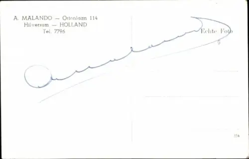 Ak Komponist Arie Malando, Autogramm