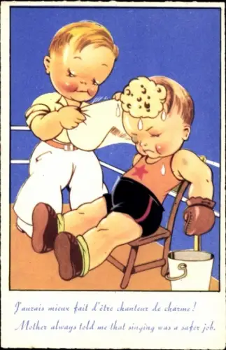 Künstler Ak Boxkampf, Boxer im Ring, J'aurais mieux fait d'être chanteur..